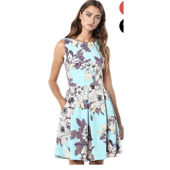 NWT Taylor Boat Neck Sleeveless Box Pleat A-Line‎ Zipper Back Floral Size 8 $128 - Picture 3 of 8